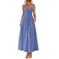 thumbnail image 1 of Vestido largo PRETTYGARDEN para mujer, fruncido, verano, playa, azul, 1 of 9