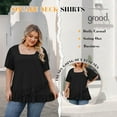 thumbnail image 4 of Bukemao Women's Square Neck Peplum Blouse - Plus Size Casual Flowing Summer Top with Short Sleeves, 4 of 6