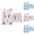 thumbnail image 3 of Lovskoo Women's 2 Piece Pajama Set Plus Size Summer Casual Printed Sleeveless Round Neck Tank Tops Shorts Suit Thin Weared Outer Home Suit Light Pink, 3 of 3