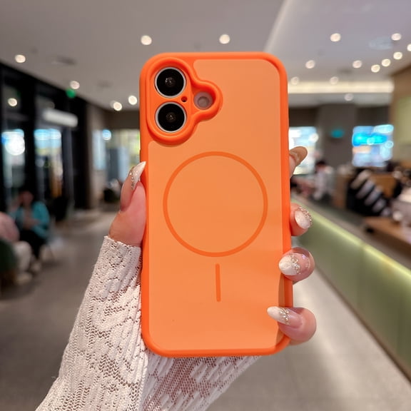 Ultra Slim Drop Protective Magnetic Case for iPhone 17, Compatible with MagSafe Lightweight Shockproof Anti-Scratch Anti-Slip Phone Case Cover for iPhone 17, Orange