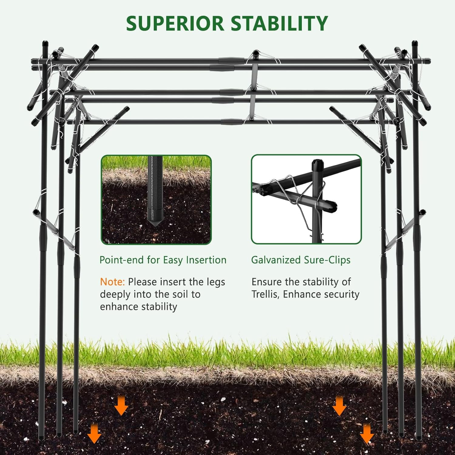 SLSY 79'' L x 79'' W x 79'' H Large Tall Grape Vine Support Arch Arbor Trellis Plastic-Coated Metal Garden Arch Trellis for Climbing Plants Vineyard Patio Lawn Yard Garden Decoration
