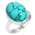 thumbnail image 1 of 925 Sterling Silver Ring For Women - Teens Blue Turquoise Gemstone Silver Ring Size 11 December Birthstone Hand Made Silver Ring Size 11 Thanksgiving Gift For Ladies 925 Silver Gemstone Jewelry, 1 of 6
