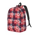 thumbnail image 1 of Disketp Heart Plaid print Canvas Backpack Lightweight Travel Daypack Student Rucksack Laptop Backpack-, 1 of 5