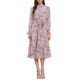 thumbnail image 2 of INSPIRE CHIC Vestido de Mujer Floral con Cuello Alto, Volantes, Manga Larga, Fluido, Chiffon, Corte A, Midi, Rosa S, 2 of 6