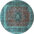 thumbnail image 1 of Ahgly Company Indoor Round Medallion Light Blue Traditional Area Rugs, 5' Round, 1 of 4