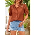 thumbnail image 6 of PRETTYGARDEN Women's Summer Button Down Shirts Short Lantern Sleeve V Neck Cotton Cute Dressy Casual Ladies Tops Blouses, 6 of 6