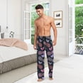 thumbnail image 2 of Men's Pajama Pants with Pockets Sleepwear Lounge Pants Stretch Casual Pineapple Butterfly, 2 of 6