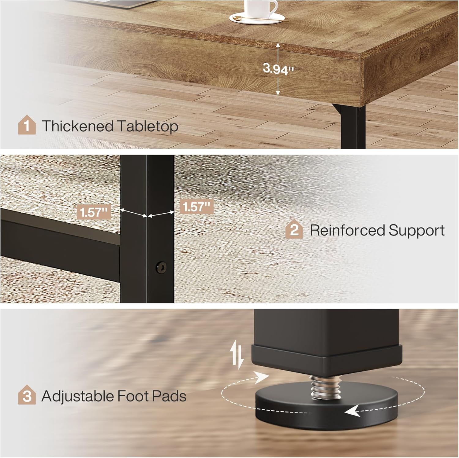 Tribesigns 55" Industrial Executive Desk for Home Office,Business Workstation, Small Conference Table