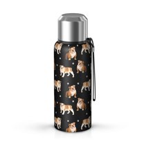 20 Oz Bulldog Dog and Footprints Coffee Tumbler Double Wall Insulated Stainless Steel Water Bottle | Metal Reusable Thermoses Flask with Cup Cap | Leak & Sweat Proof with Anti-Dust Lid