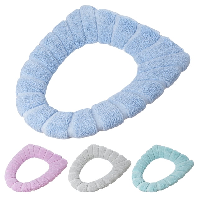 Bearachild Tapa de inodoro, cubierta de asiento, almohadillas en forma de O, cómodo suministro de baño, alfombrillas de inodoro tejidas con agua, suaves y Juegos de accesorios de baño Azul Bearachild HA010185-04
