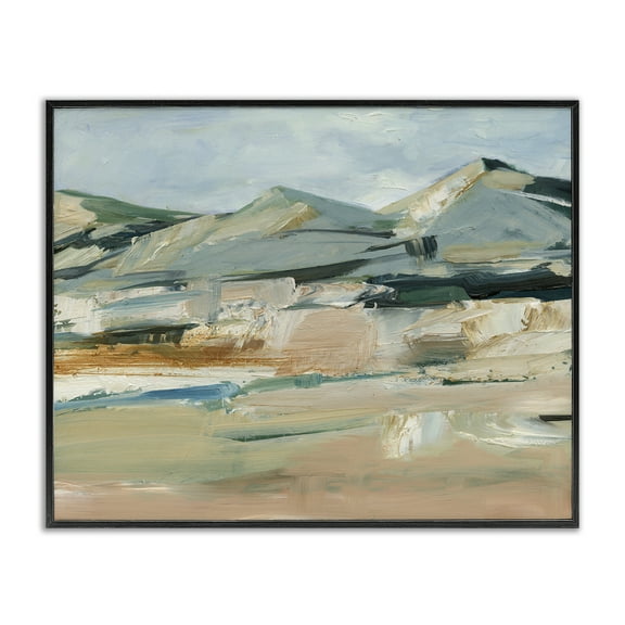 Stupell Industries Neutral Hued Mountains Landscape & Nature Painting Black Framed Art Print Wall Art, 14 x 11