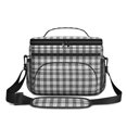 thumbnail image 2 of White and Black Checkered Pattern Insulated Lunch Box for Women Men, Medium Leakproof Cooler Bag with Adjustable Strap, 10"x6.7"x8", 2 of 6