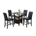 thumbnail image 2 of 5 Piece Cappuccino Wood & Glass Square Counter Height Kitchen Dinette Dining Table 4 Black 24" Side Chairs Set, 2 of 5