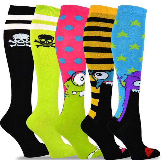 TeeHee Socks - TeeHee Novelty Cotton Knee High Fun Socks 5-Pack for ...