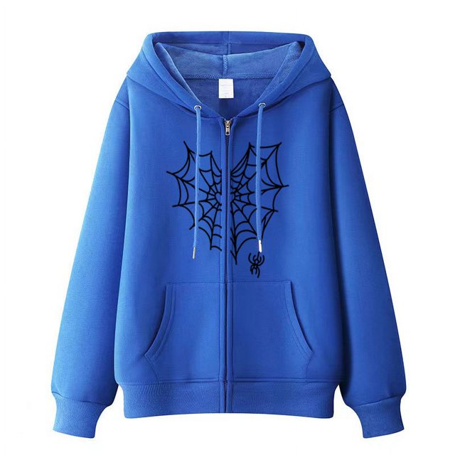 Dark hip-hop gótico Harajuku Y2k estampado de araña cremallera Sudadera con capucha hombres y mujeres Harajuku chaqueta sudadera