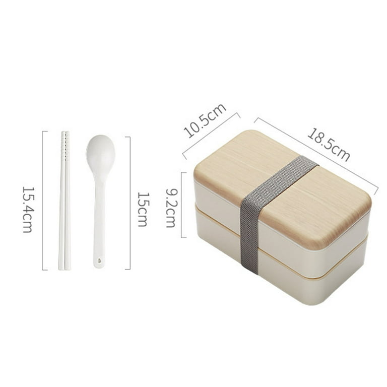 Bento Box for Adults Double Layer Wood Grain Lunch Box Multifunctional Microwave Plastic Lunch Storage Box- Kids Lunch Box with Divider,Microwave Safe