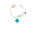 thumbnail image 2 of Delight Jewelry Silvertone Small Teal Enamel Disc - Rose Goldtone Leaf Delicate Bracelet, 6.25+1.75", 2 of 4