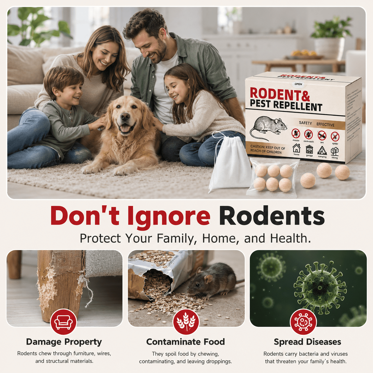 MouseRepellent 36 Balls, PeppermintRodentRepellent for Indoor & Outdoor Use, Long-Lasting Safe Mice Deterrent, Natural Effective Moth Balls forRodent Control for Home, Car & Garden