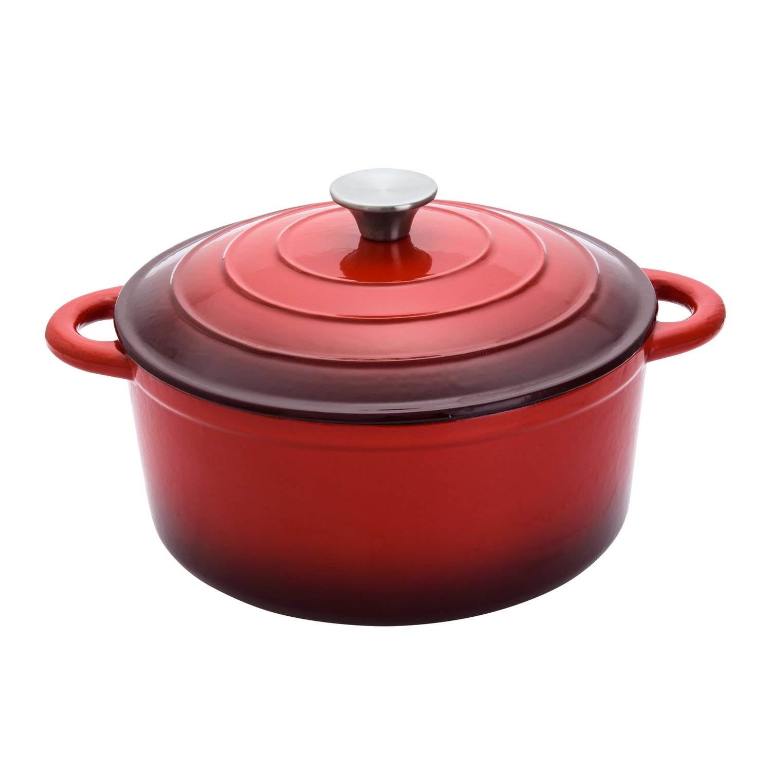 Hamilton Beach Round Dutch Oven Pot, Cast Iron, Red