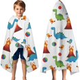 thumbnail image 3 of White Dinosaurs Volcanoes Birds Pattern Hooded Bath Towel，60"x35" for Ages 3 To 12 Kids, Quick Dry Lightweight Soft Microfiber Hood Beach Towel Cover Up for Kids, 3 of 7
