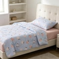 thumbnail image 4 of Linnome Animals Peaches Printed Summer Quilt Washed Cotton Soft Breathable Machine Washable for Spring Fall 59x39.3in Blue#01, 4 of 6