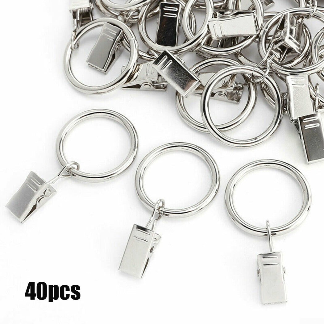 Details about   10-40PACKS Metal Curtain Rings Hanging Hooks for Curtains Rods Pole Net Voile 