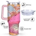 thumbnail image 3 of 40oz Colorful Botanical Mushroom Stainless Steel Flip Straw Tumbler Spill Proof Travel Cup Double Wall Vacuum Insulated Coffee Mug with Top Handle, 3 of 6