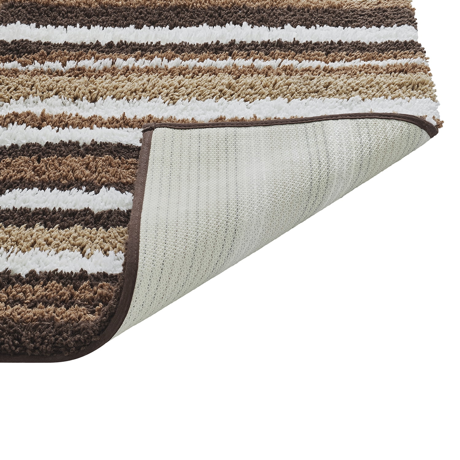 Better Trends 3 Piece Bathroom Rug Set 100% Polyester Soft Water Absorbent Non Slip Bath Mat Machine Washable Rug Griffie Collection - Brown