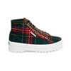 Superga 2341 Suede High Top Lace-Up Round Toe Sneaker GREEN PLAID