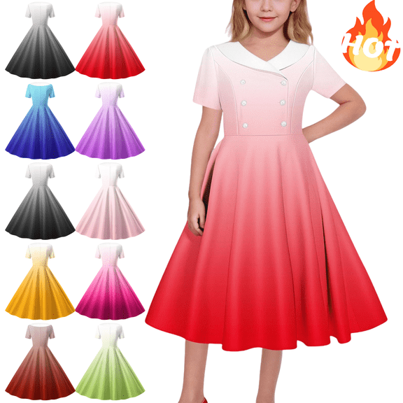 Sriper Floral Easter Dress Girls 10-12,Summer Beach A-Line Casual Sundresses Vacation Holiday Boho Dresses for Women, Dresses for Girls 7-8 Years Old,Girls Clothes 4 16,, Red 9 Years