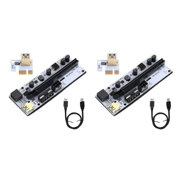 Methold Adaptador PCI-E 1X a 16X USB 3,0 convertidor PCI-Express de velocidad rápida 6 pines 4 pines puerto de alimentación dispositivo de Negro 2piezas