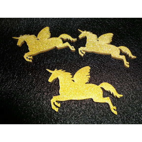Charmed Gold Wooden Unicorn Ornaments for baby shower/ birthday; 10 Pieces