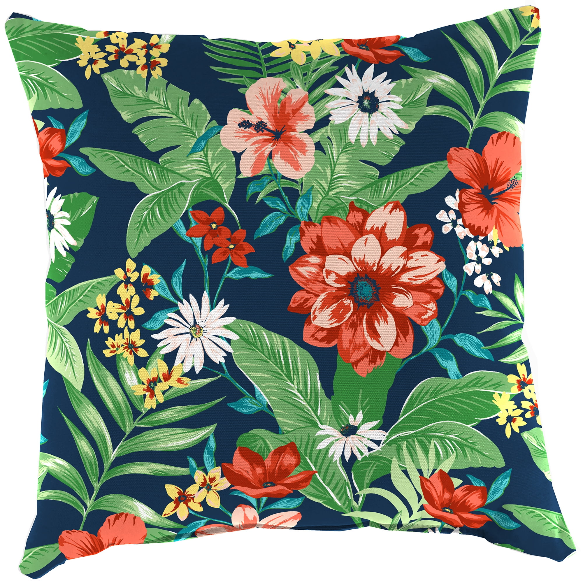 Jordan Manufacturing 18" x 18" Natalia Alpine Navy Floral Square Outdoor Throw Pillow (2 Pack)