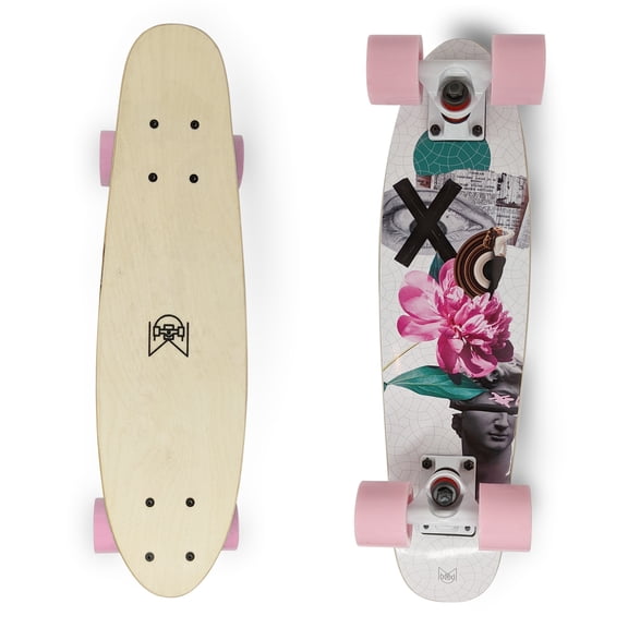 Patineta Tipo Penny Profesional Musa Madera Maple MUSA Blanco (Llantas rosas/Trucks blancos)