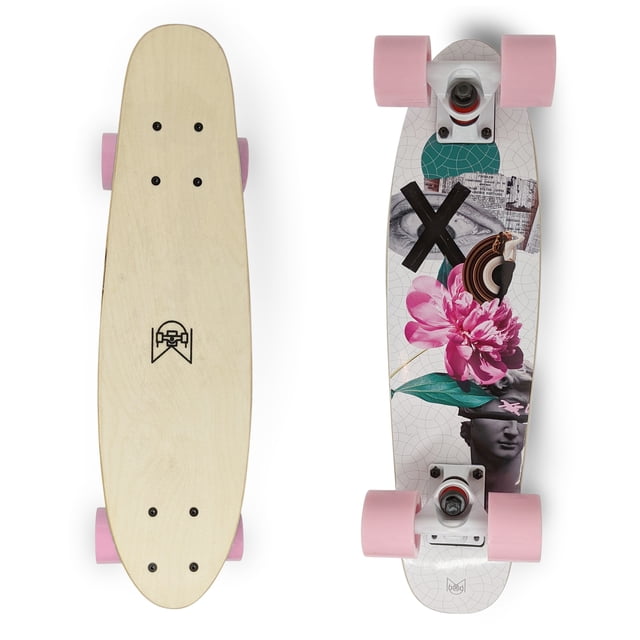 Patineta Tipo Penny Profesional Musa Madera Maple Musa Blanco (Llantas rosas/Trucks blancos)