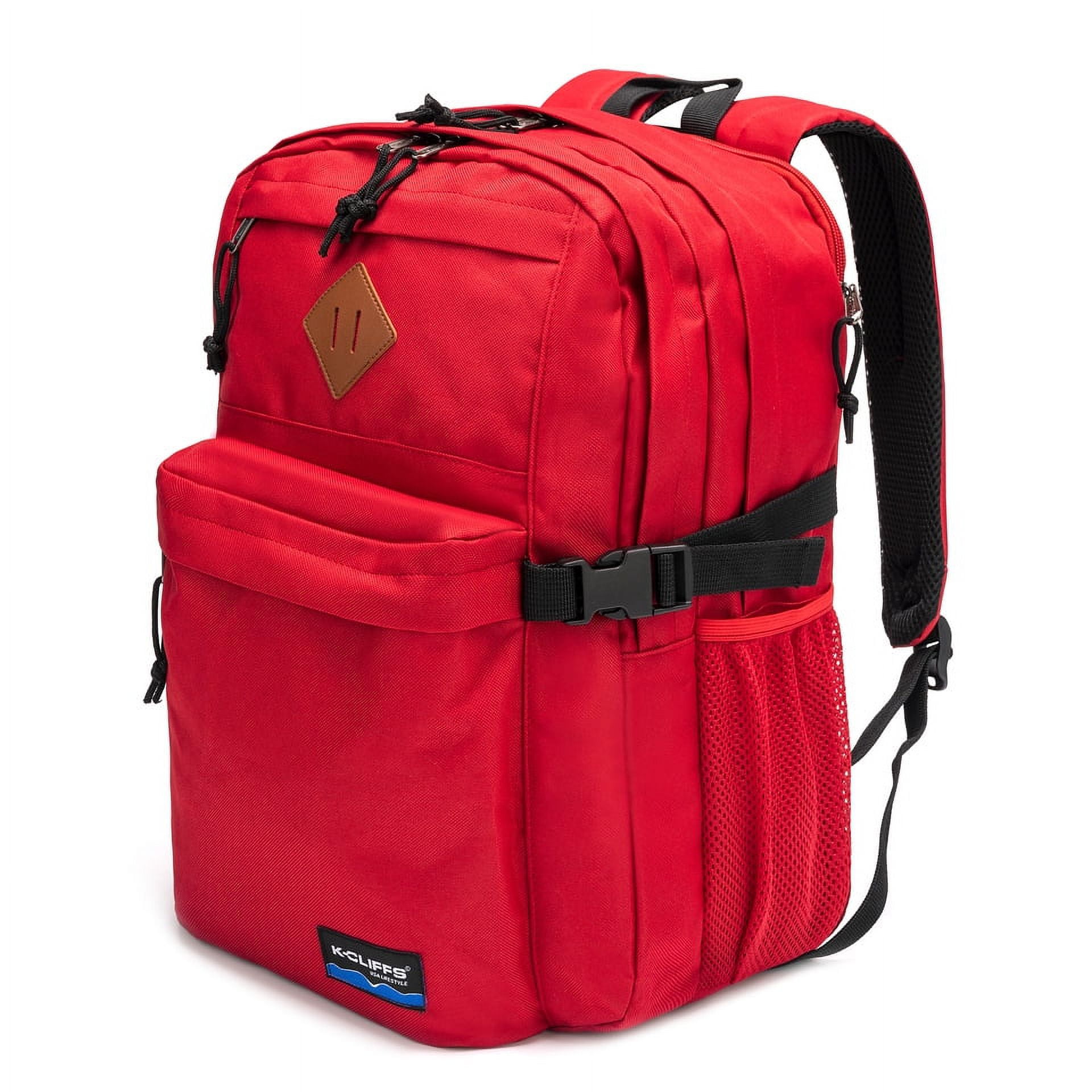 K-Cliffs 20 Pc  Multi-Compartment School Backpacks w/Laptop Sleeve, Bottle Holder, and Padded Straps, Unisex, Red, Ages; 8-Adult