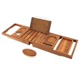 thumbnail image 1 of Bandeja de bañera VaeFae Premium de teca expandible de madera con cepillo, 1 of 7