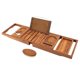 thumbnail image 1 of Bandeja de bañera VaeFae Premium de teca expandible de madera con cepillo, 1 of 7