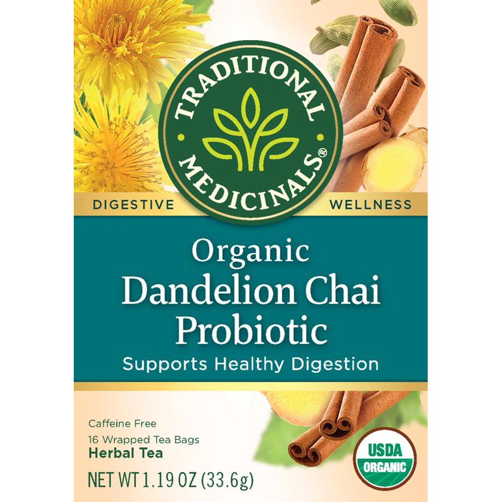 Traditional Medicinals Organic Dandelion Chai Probiotic Herbal Tea, 16