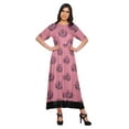 thumbnail image 1 of Moomaya Printed Pleated Dress Elbow Sleeve Tunic Summer Wear Kurti For Women, 1 of 5