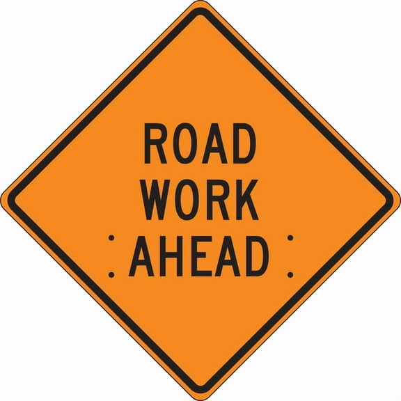 Roll Up Construction Sign Road Work Ahead For House 12"Yard Sign, Premium Aluminum, Sun-Proof, Rust-Free