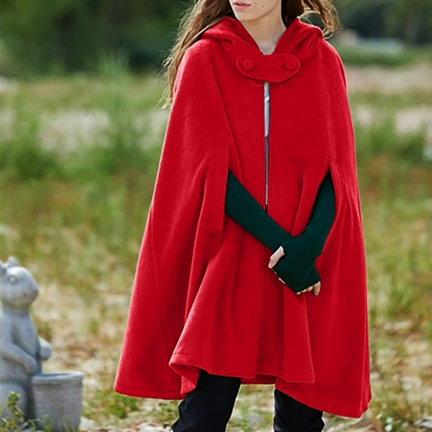 Jacket Plus Size Red Hooded Cape Gvdentm Women's Cloak Hood