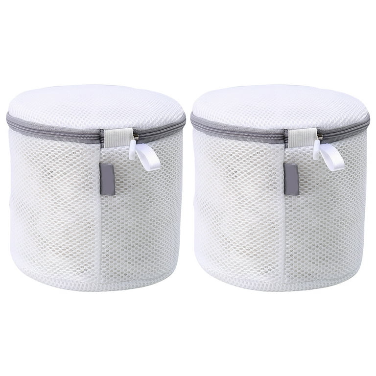 2 Pcs Fine Mesh Double Layers Laundry Bags Zipped Washing Barrels  Anti-defamation Protection Pouches for Clothing Underwear Lingerie Dress  (White) 