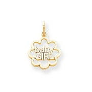10k Yellow Gold Solid Polished Sparkle-Cut Baby Girl Charm - .9 Grams