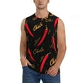 thumbnail image 2 of Lsque Hot Chili Print Men's Cotton Blend Sleeveless Muscle Shirts (S-3XL)- Moisture Wicking, Odor Protection, UPF 30+,3X-Large, 2 of 8