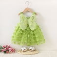 thumbnail image 2 of Zanarzt Infant Dress Infant Baby Girl Ruffle Dress Heart Print Tulle Dress Cute Summer Clothes Green,6-12 Months, 2 of 6