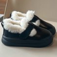 thumbnail image 2 of Fleece Lined Casual Shoes for Girls Kids Waterproof Non Slip Winter Warm Loafers Wide Toe Box Slip On Dress Shoes Black Size 2.5 Big Kids, 2 of 6