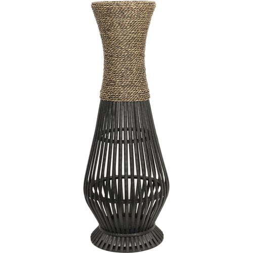 Two's Company 53144 Sea Grass Weave Hand-Crafted Decorative Vases Bamboo Set of 3
