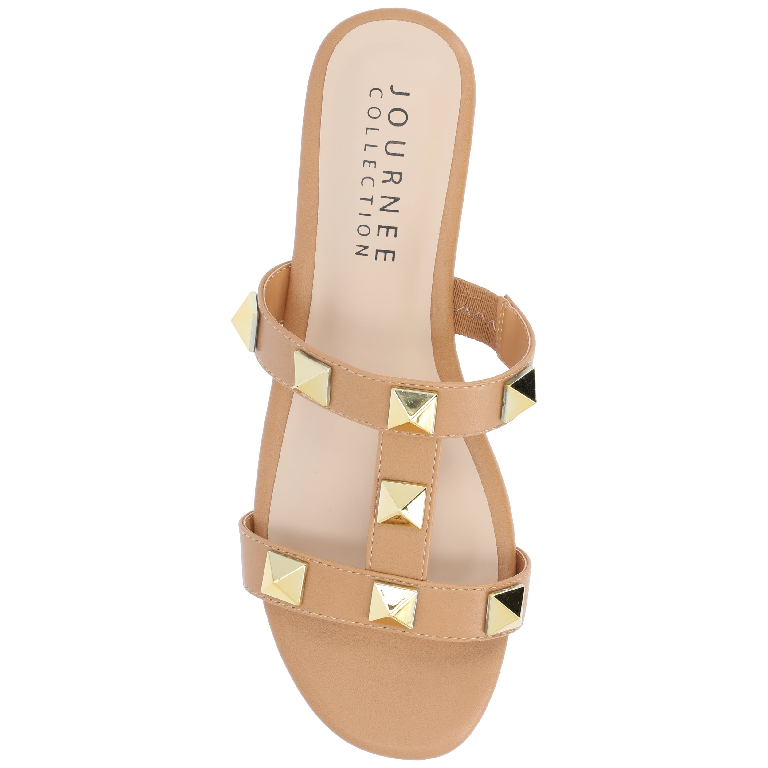 Journee Womens Kendall Studded Slide Flat Sandals