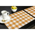 thumbnail image 5 of Thanksgiving Buffalo Plaid Orange Indoor Placemat Set of 4,Non-Slip Placemats for Kitchen/Dining Table/BBQ/Patio/Parties,12"x18" Washable Durable Cotton-Linen Table Mats,Farmhouse Checkered, 5 of 6